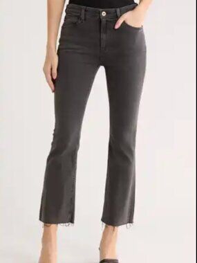 AG The Isabelle High Rise Straight Crop Jeans Size 25R Distressed Black